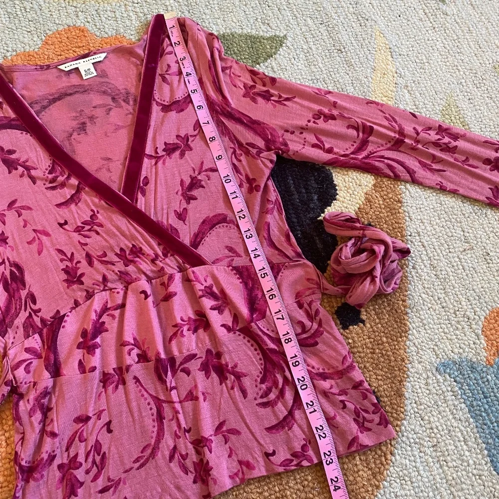 Banana Republic I Y2K I Pink Raspberry Faux Wrap Printed Top & Cami - Picture 9 of 16